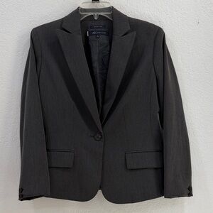 Anne Klein Charcoal Single-Button Notch Lapel Blazer